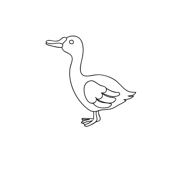 Funny Goose Children Coloring Page Isolated White — Stock Photo, Image