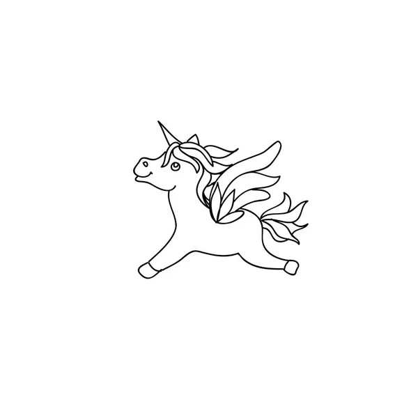 Carino Bambino Unicorno Pony Bambini Colorare Pagina Linea Arte Isolato — Foto Stock