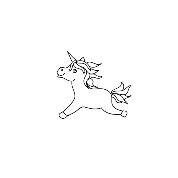 Cute Baby Unicorn Pony Kids Coloring Page Line Art Isolated — Stock Photo, Image