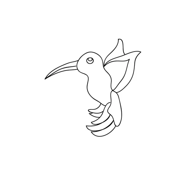 Little Cute Hummingbird Kids Coloring Page Line Art Isolated White — Stock Photo, Image