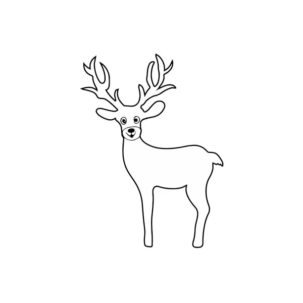圣诞鹿字符儿童着色页线艺术孤立的白色 — 图库照片