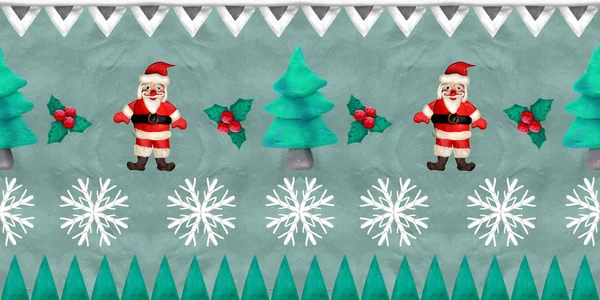 渲染斯堪的纳维亚圣诞复古提花无缝边框 — 图库照片