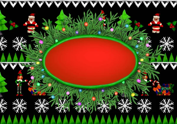 Weihnachten Knetmasse Kranz Mit Text Platz Auf Skandinavischem Ornament Hintergrund — Stockfoto