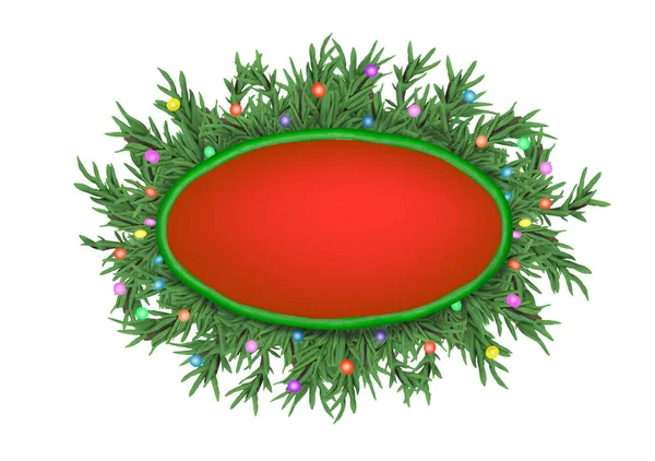Баннер Венком Веток Елки Текстом Белом Фоне — стоковое фото