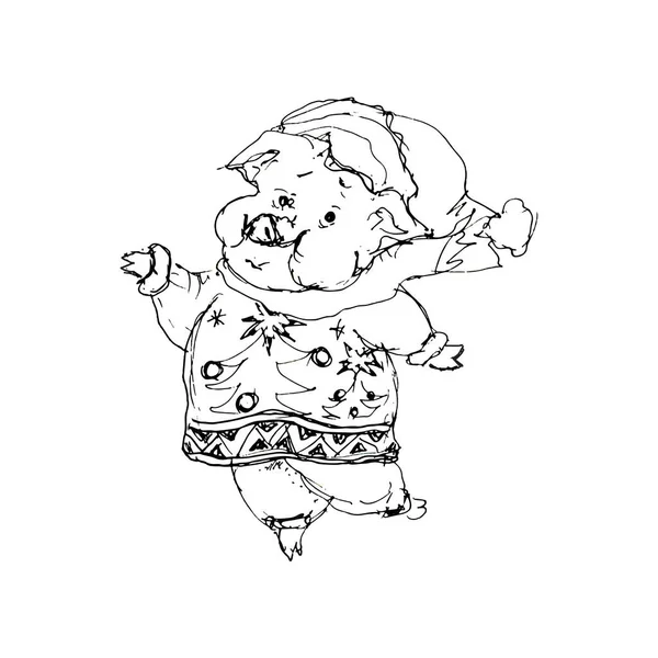 Chinois 2019 Nouvel Symbole Santa Porc Dessin Animé Chibi Personnage — Image vectorielle