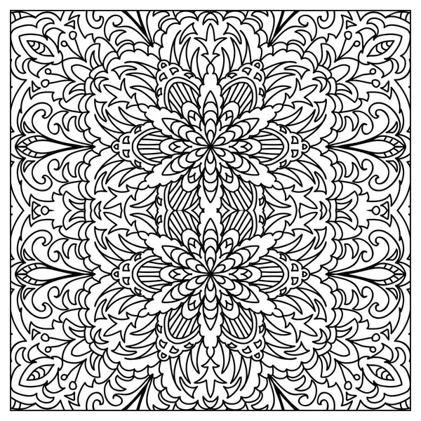 Coloriage Floral Adulte Décoratif Noir Blanc Isolé Sur Blanc — Image vectorielle