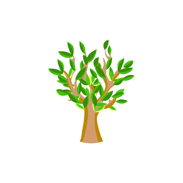 Плоская Летняя Иконка Зеленого Дерева Белом Фоне — стоковый вектор