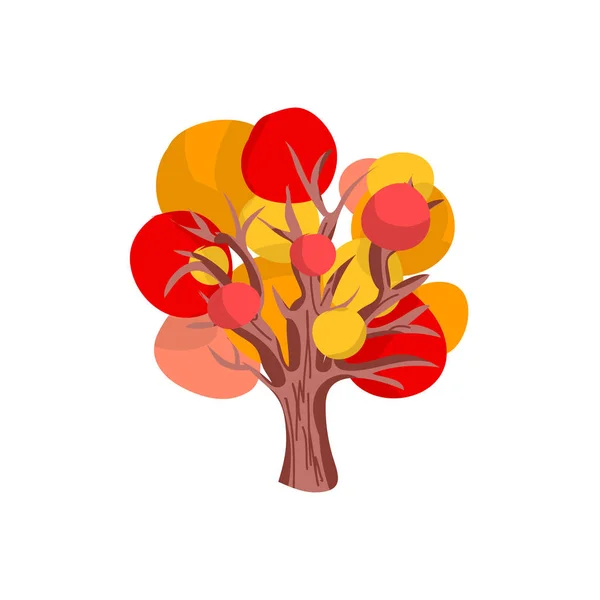 Flat Seasonal Shaded Tree Icon Isolated White Background — Stock Vector