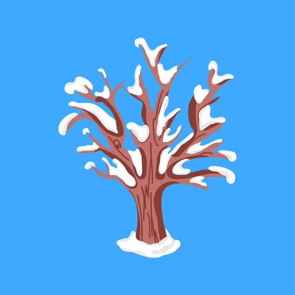 Flat Seasonal Shaded Tree Icon Isolated Blue Background — Stock Vector