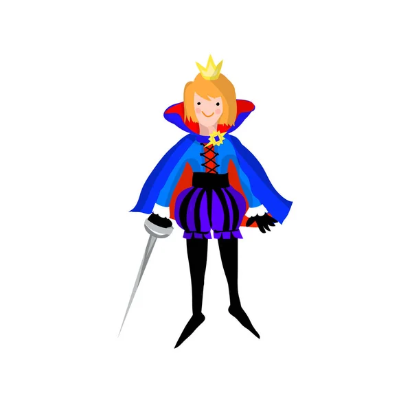 Princ Byt Roztomilý Charakter Kreslená Ikona Izolované Bílém — Stockový vektor
