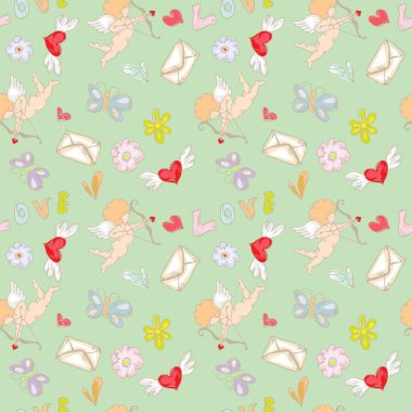 Sevgililer gün izole çizilmiş vintage renk karalamalar seamless modeli el 