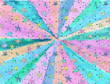 Suluboya el çekilmiş grunge sirk vintage desen