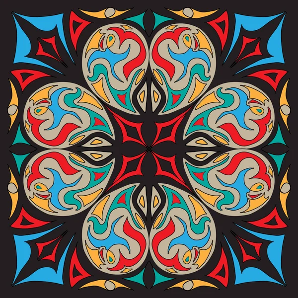 Abstrato Decorativo Azulejos Oriental Padrão Cachecol Mediterrânico — Vetor de Stock