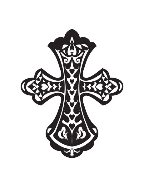 Абстрактний Хрест Знак Релігії Елементами Мандали Ізольовані Білому — стоковий вектор