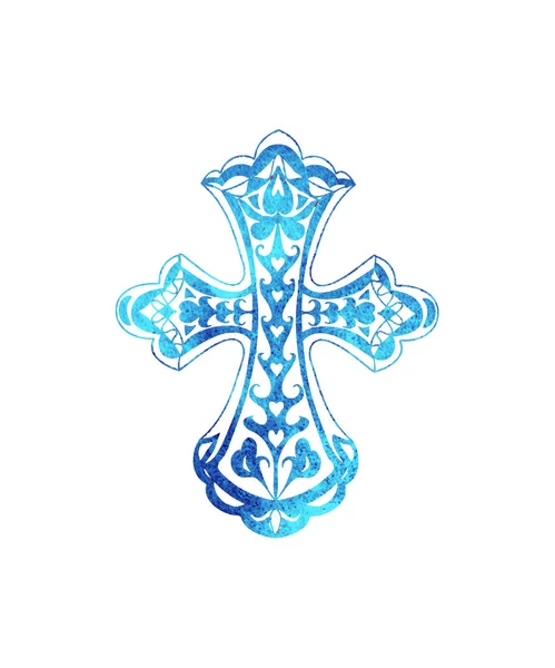 Abstracte Cross Aquarel Mandala Element Vector Geïsoleerd Wit — Stockvector