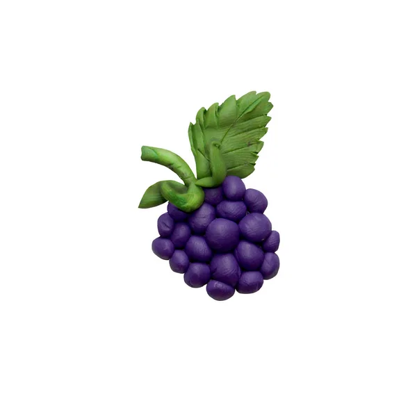 Kleurrijke Plasticine Handgemaakte Blackberry Fruit Pictogram Geïsoleerd Witte Achtergrond — Stockfoto