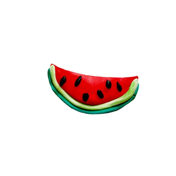 Colorful Plasticine Handmade Watermelon Berry Fruit Icon Isolated White Background — Stock Photo, Image