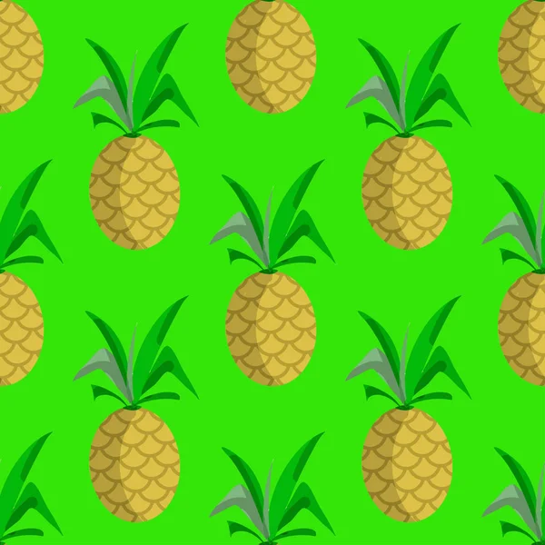 Ananas Fond Plat Coloré Sans Couture Isolé — Image vectorielle