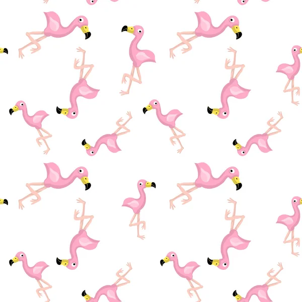 Pink Flamingo Wektor Ładny Płaski Wzór Białym Tle — Wektor stockowy