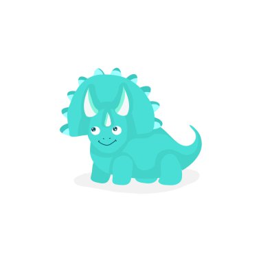 Beyaz renkli sevimli dinozor vektör düz karakteri izole