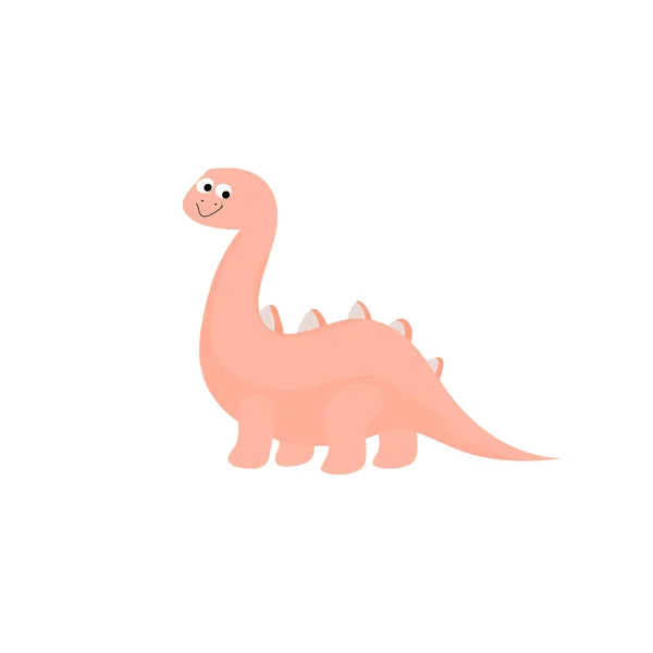 Divertido Colorido Lindo Dinosaurio Vector Carácter Plano Aislado Blanco — Archivo Imágenes Vectoriales