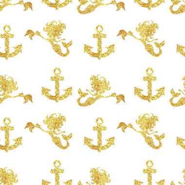 Golden Glitter köpüklü deniz yaşamı sorunsuz desen