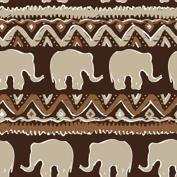野生動物とアフリカの部族の民族のシームレスなパターンの背景 — ストック写真