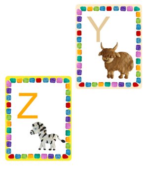Abc alfabebebek hayvanlar flash eğitim kartları afiş