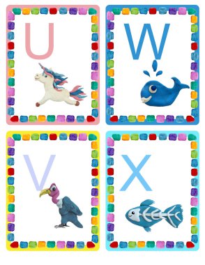 Abc alfabebebek hayvanlar flash eğitim kartları afiş