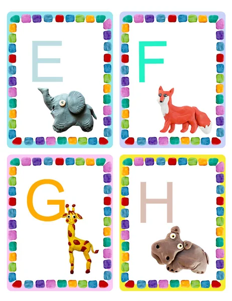 Abc Alphabet Baby Animals Flash Educational Cards Poster — Stock Photo, Image