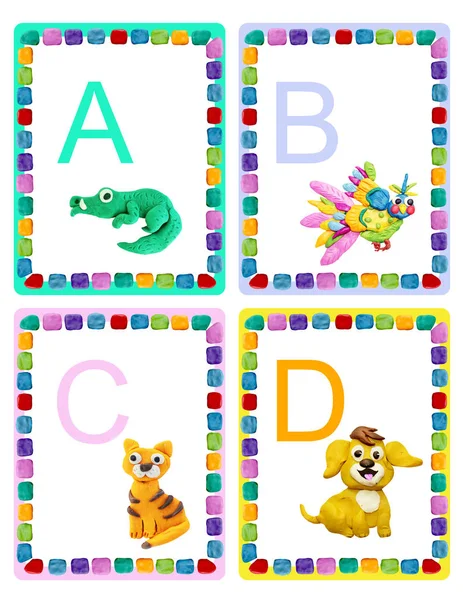 Abc Alphabet Baby Animals Flash Educational Cards Poster — Stock Photo, Image