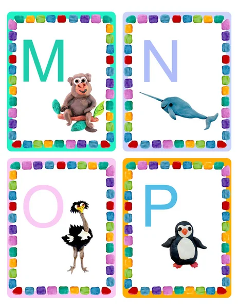 Abc Alphabet Baby Animals Flash Educational Cards Poster — Stock Photo, Image