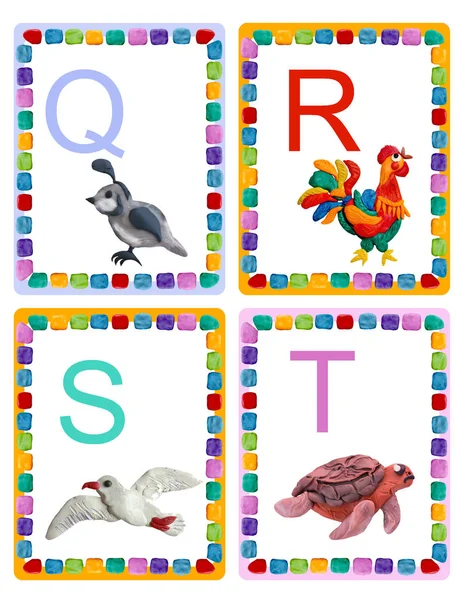 Abc Alphabet Baby Animals Flash Educational Cards Poster — Stock Photo, Image