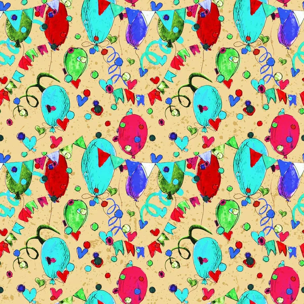 Watercolor Hand Drawn Grunge Celebration Vintage Pattern — Stock Photo, Image