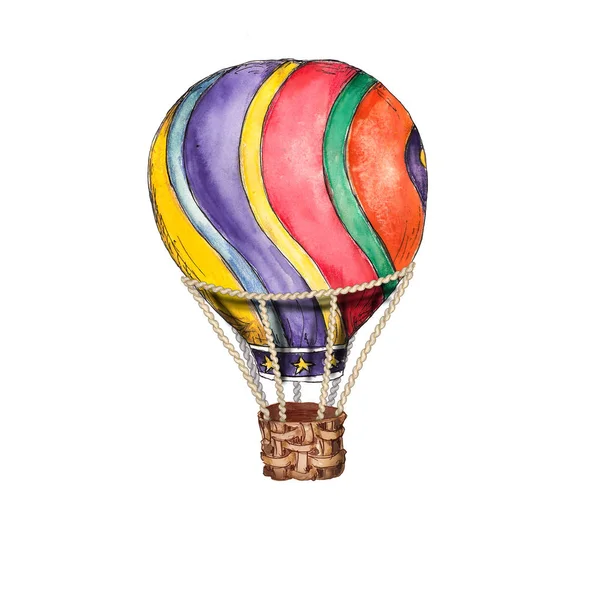 Воздушные Шары Винтажный Цирк Акварель Рисованный Объект Изолированный Белом Фоне — стоковое фото