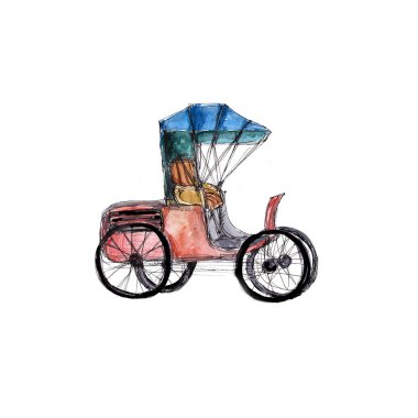 Viktorya tarzı vintage retro arabalar hipster steampunk tasarım beyaz arka plan izole 