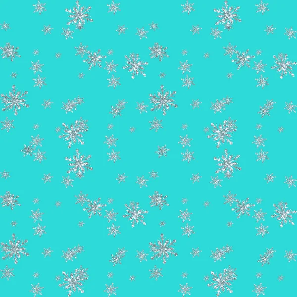 Julhelgen Glitter Shine Snöflingor Sömlösa Mönster — Stockfoto