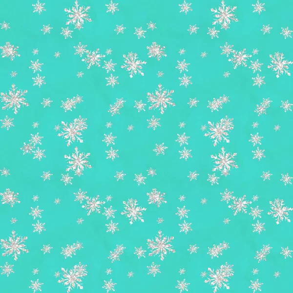 Julhelgen Glitter Shine Snöflingor Sömlösa Mönster — Stockfoto