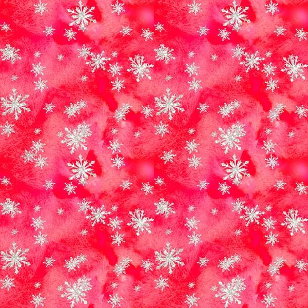 Kerst Vakantie Glitter Shine Sneeuwvlokken Naadloze Patroon — Stockfoto