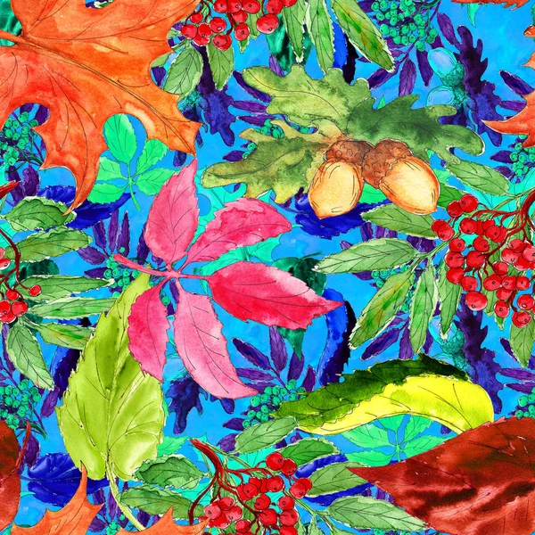 Aquarell Hand Gezeichnet Künstlerisch Bunt Erntedank Herbst Jahrgang Nahtlose Muster — Stockfoto