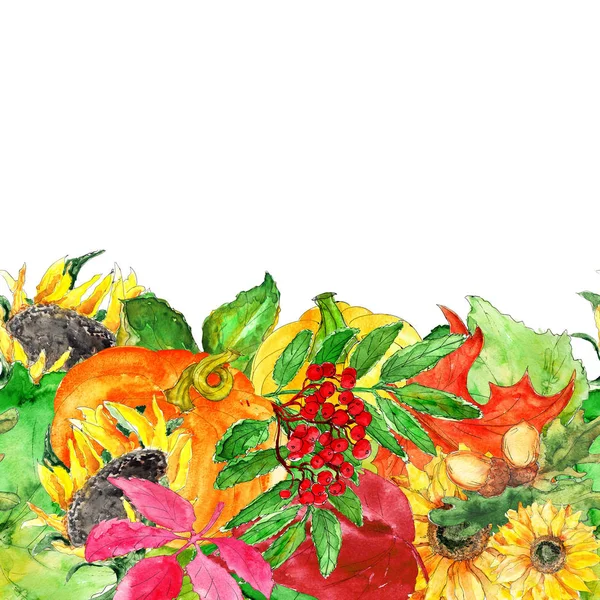 Akwarela Ręcznie Rysowane Artystyczne Kolorowe Harvest Święto Dziękczynienia Upadku Rocznika — Zdjęcie stockowe
