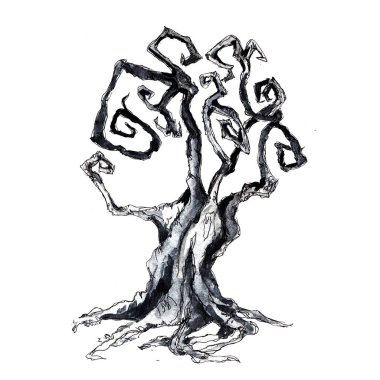 Suluboya el, beyaz arkaplanda izole edilmiş Cadılar Bayramı ürkütücü ikon resimlerini çizdi