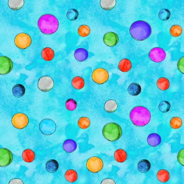 Watercolor hand drawn color grunge holiday dots  vintage seamless pattern