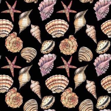 Suluboya elle çizilmiş sanatsal rengarenk sualtı okyanus yaşamı pürüzsüz renk kalıbı