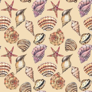 Suluboya elle çizilmiş sanatsal rengarenk sualtı okyanus yaşamı pürüzsüz renk kalıbı