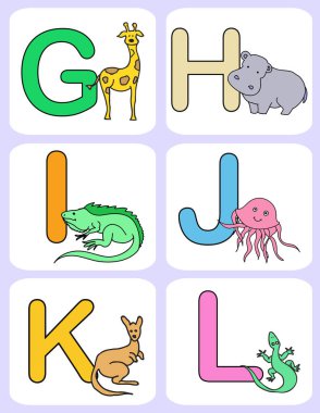 Alfabe bebek hayvanlar ABC çocuklar renk kartları