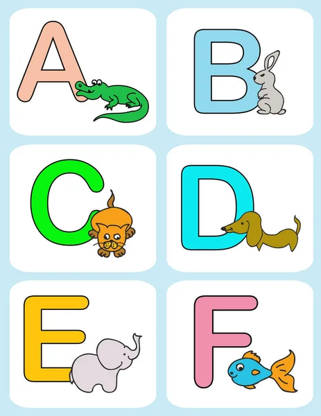 Alfabeto Bebé Animales Abc Niños Tarjetas Colores — Foto de Stock