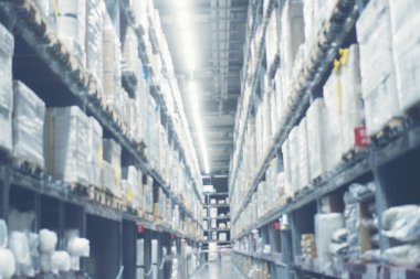 Ambar stok ürün stok için lojistik arka plan bulanık arka plan