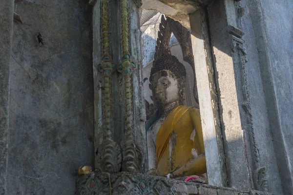 Tempio Che Affonda Fiume Songkaria Nel Distretto Sangkhla Buri Provincia — Foto Stock