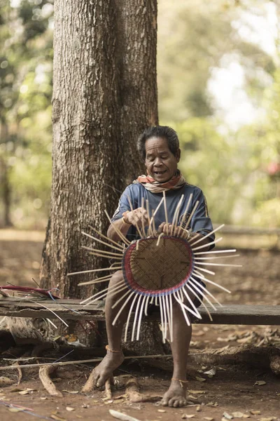 Laos Bolaven Feb 2014 Uomini Della Tribù Alak Non Identificati — Foto Stock